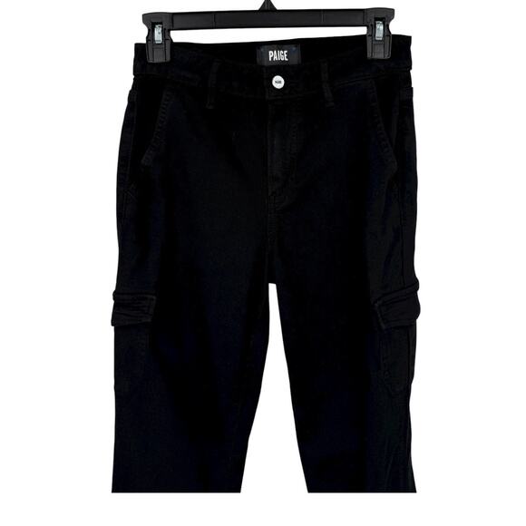 PAIGE Jolie Cargo midrise Straight Leg pants black size 25 - Picture 2 of 6